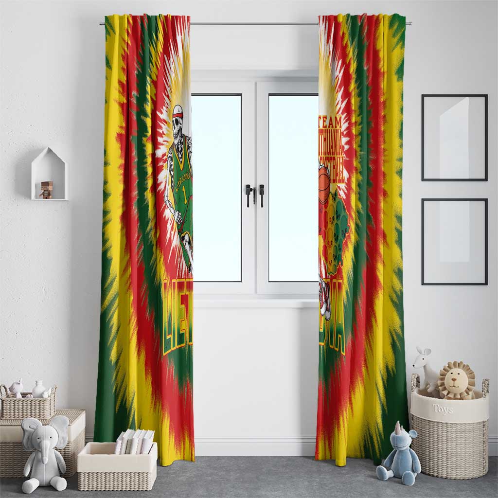 Lithuania Basketball Window Curtain Champions Skeleton of The Baltic Tie Dye Style - Wonder Print Shop