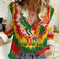 Custom Lithuania Basketball Women Casual Shirt Champions Skeleton of The Baltic Tie Dye Style - Wonder Print Shop