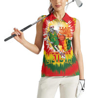 Custom Lithuania Basketball Women Sleeveless Polo Shirt Champions Skeleton of The Baltic Tie Dye Style - Wonder Print Shop