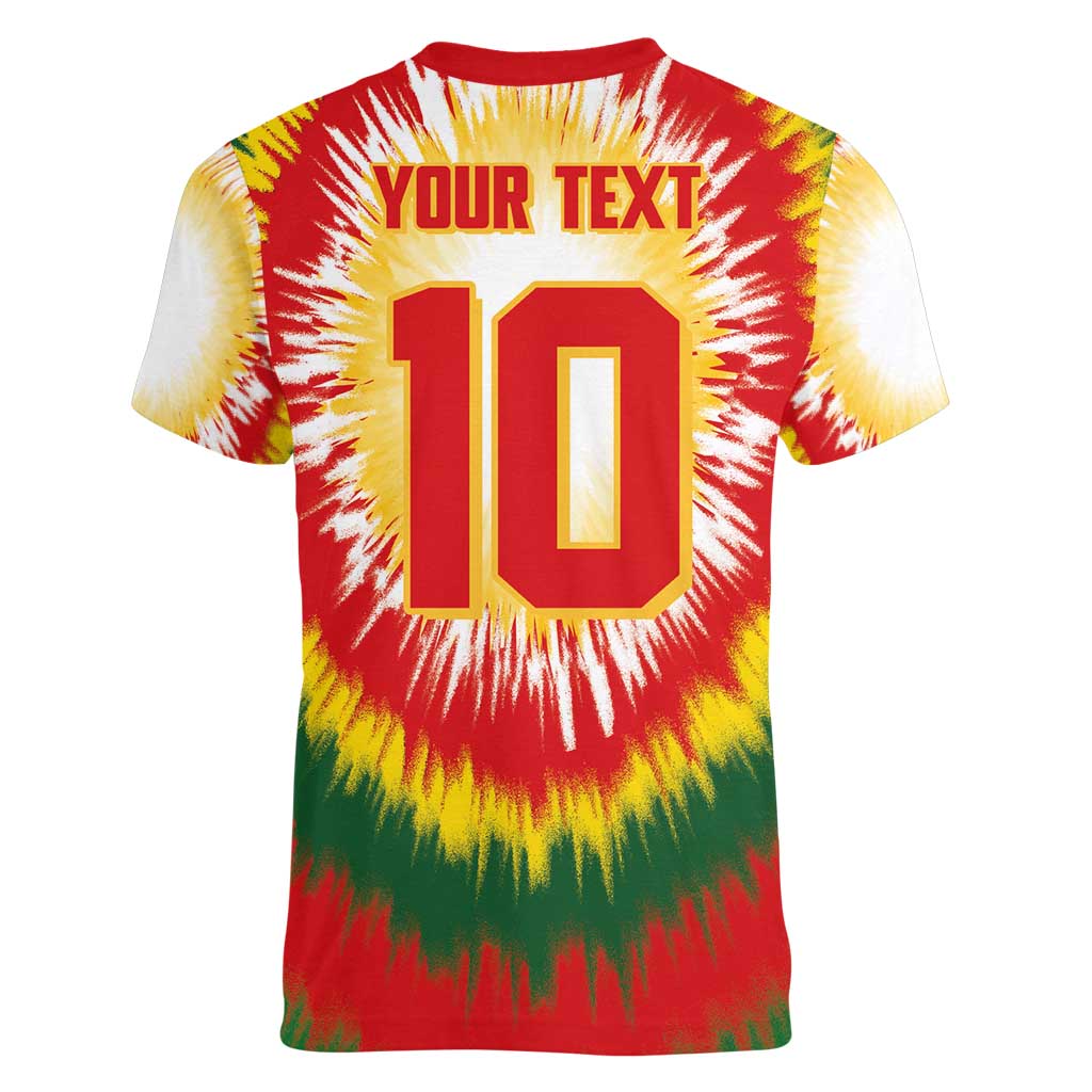 Custom Lithuania Basketball Women V-Neck T-Shirt Champions Skeleton of The Baltic Tie Dye Style - Wonder Print Shop