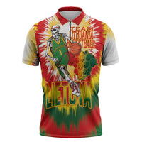 Custom Lithuania Basketball Zipper Polo Shirt Champions Skeleton of The Baltic Tie Dye Style - Wonder Print Shop