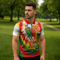 Custom Lithuania Basketball Zipper Polo Shirt Champions Skeleton of The Baltic Tie Dye Style - Wonder Print Shop