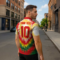 Custom Lithuania Basketball Zipper Polo Shirt Champions Skeleton of The Baltic Tie Dye Style - Wonder Print Shop