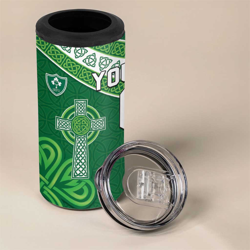 New Zealand And Ireland Rugby Custom 4 in 1 Can Cooler Tumbler Maori Tiki With Shamrock