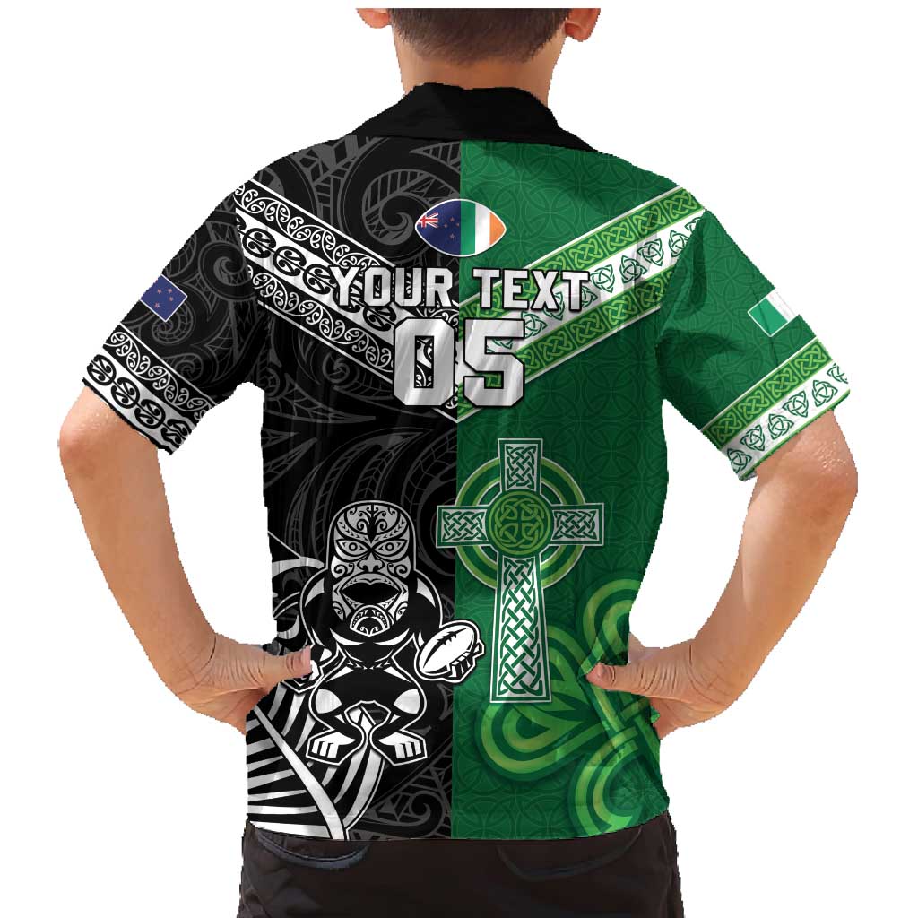 New Zealand And Ireland Rugby Custom Family Matching Mermaid Dress and Hawaiian Shirt Maori Tiki With Shamrock