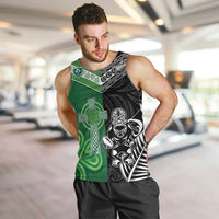 New Zealand And Ireland Rugby Custom Men Tank Top Maori Tiki With Shamrock
