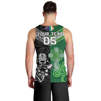 New Zealand And Ireland Rugby Custom Men Tank Top Maori Tiki With Shamrock