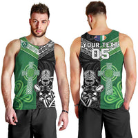 New Zealand And Ireland Rugby Custom Men Tank Top Maori Tiki With Shamrock