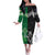 New Zealand And Ireland Rugby Custom Off The Shoulder Long Sleeve Dress Maori Tiki With Shamrock