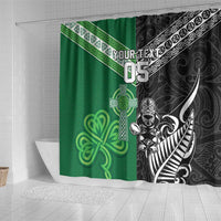New Zealand And Ireland Rugby Custom Shower Curtain Maori Tiki With Shamrock