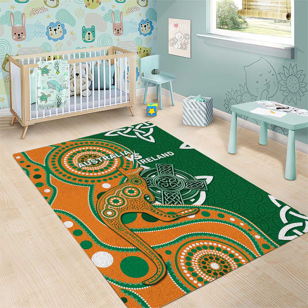 Australia And Ireland Rugby Area Rug Walllabies And Shamrock Together