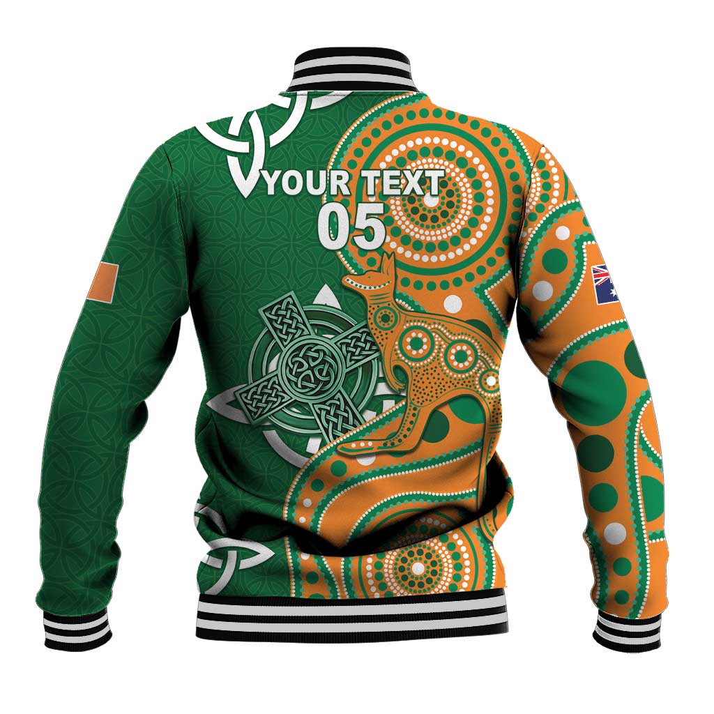 Australia And Ireland Rugby Custom Baseball Jacket Walllabies And Shamrock Together