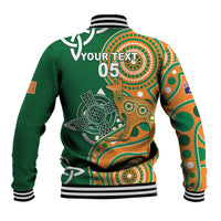Australia And Ireland Rugby Custom Baseball Jacket Walllabies And Shamrock Together