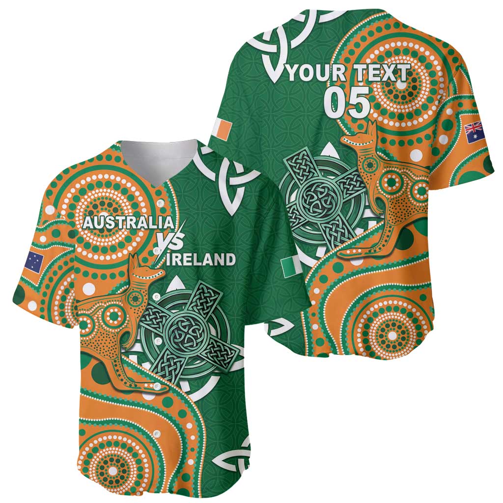 Australia And Ireland Rugby Custom Baseball Jersey Walllabies And Shamrock Together