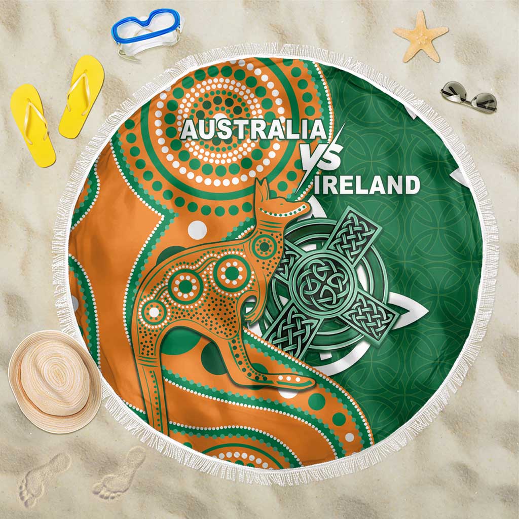 Australia And Ireland Rugby Beach Blanket Walllabies And Shamrock Together
