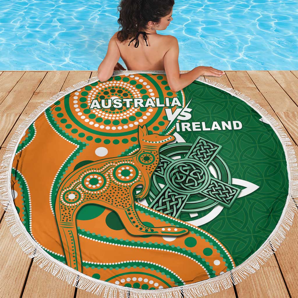 Australia And Ireland Rugby Beach Blanket Walllabies And Shamrock Together