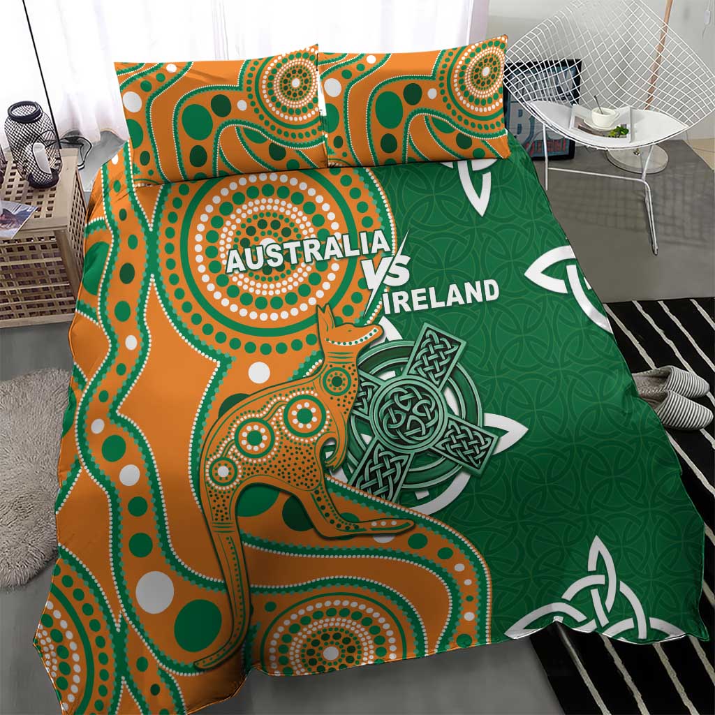 Australia And Ireland Rugby Bedding Set Walllabies And Shamrock Together