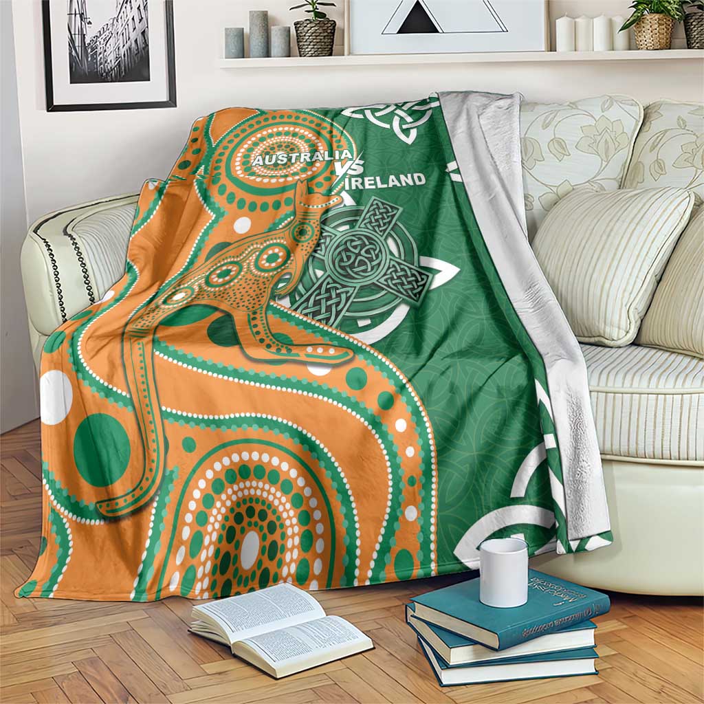 Australia And Ireland Rugby Blanket Walllabies And Shamrock Together
