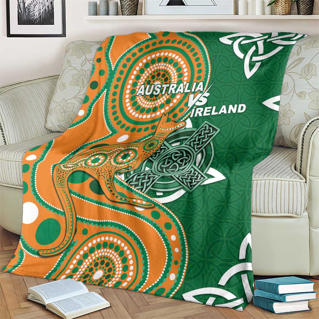 Australia And Ireland Rugby Blanket Walllabies And Shamrock Together