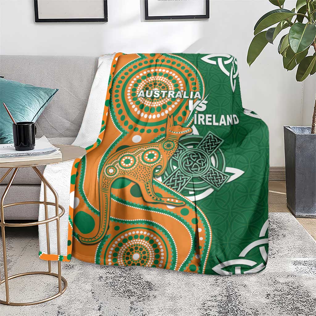 Australia And Ireland Rugby Blanket Walllabies And Shamrock Together