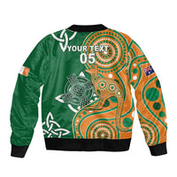 Australia And Ireland Rugby Custom Bomber Jacket Walllabies And Shamrock Together