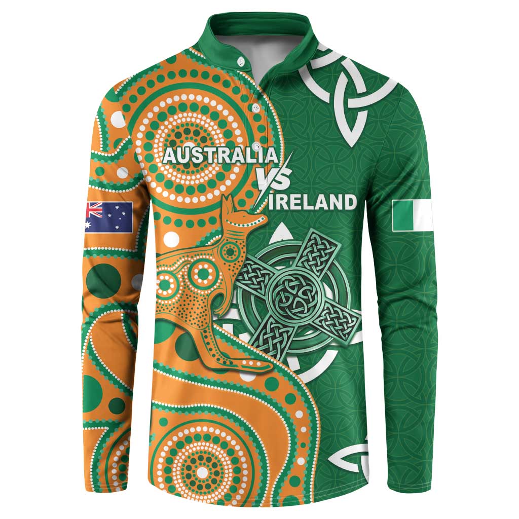 Australia And Ireland Rugby Custom Button Sweatshirt Walllabies And Shamrock Together
