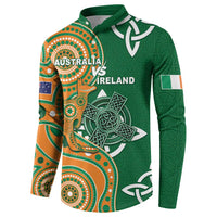 Australia And Ireland Rugby Custom Button Sweatshirt Walllabies And Shamrock Together