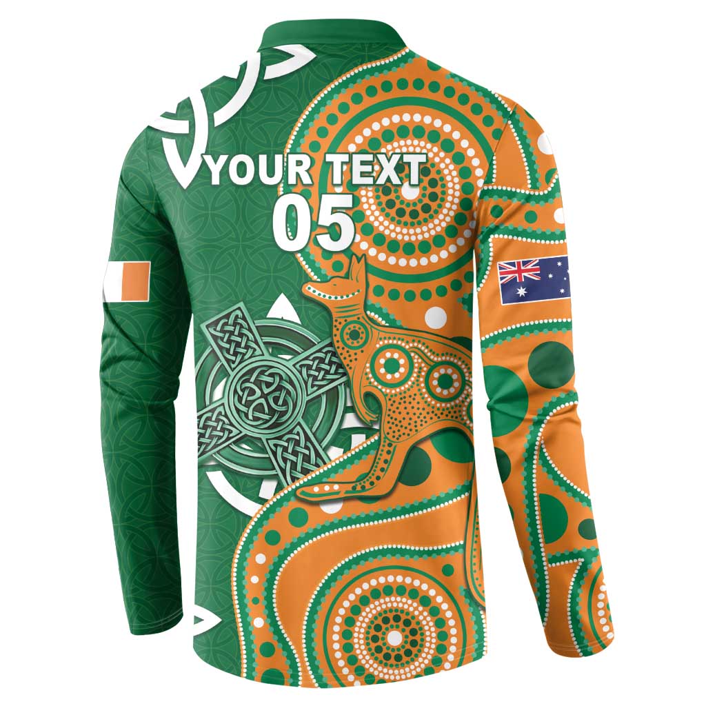 Australia And Ireland Rugby Custom Button Sweatshirt Walllabies And Shamrock Together
