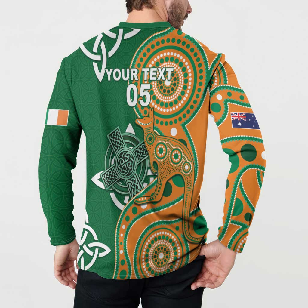 Australia And Ireland Rugby Custom Button Sweatshirt Walllabies And Shamrock Together