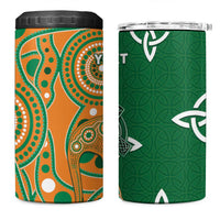 Australia And Ireland Rugby Custom 4 in 1 Can Cooler Tumbler Walllabies And Shamrock Together