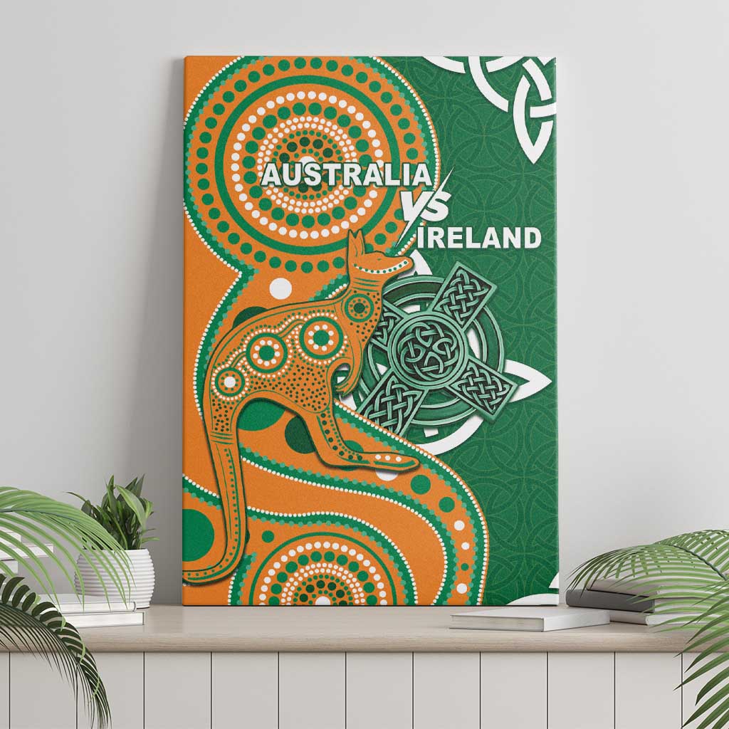 Australia And Ireland Rugby Canvas Wall Art Walllabies And Shamrock Together