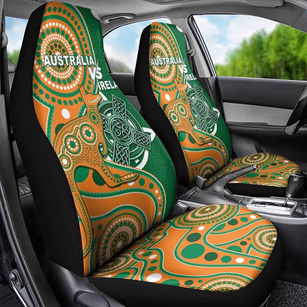 Australia And Ireland Rugby Car Seat Cover Walllabies And Shamrock Together