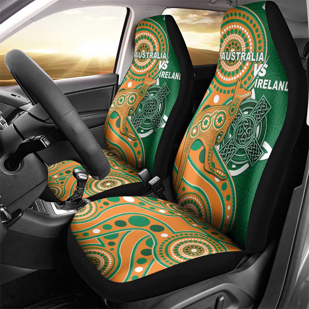 Australia And Ireland Rugby Car Seat Cover Walllabies And Shamrock Together
