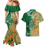 Australia And Ireland Rugby Custom Couples Matching Mermaid Dress and Hawaiian Shirt Walllabies And Shamrock Together