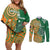 Australia And Ireland Rugby Custom Couples Matching Off Shoulder Short Dress and Long Sleeve Button Shirt Walllabies And Shamrock Together