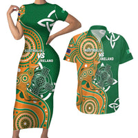 Australia And Ireland Rugby Custom Couples Matching Short Sleeve Bodycon Dress and Hawaiian Shirt Walllabies And Shamrock Together