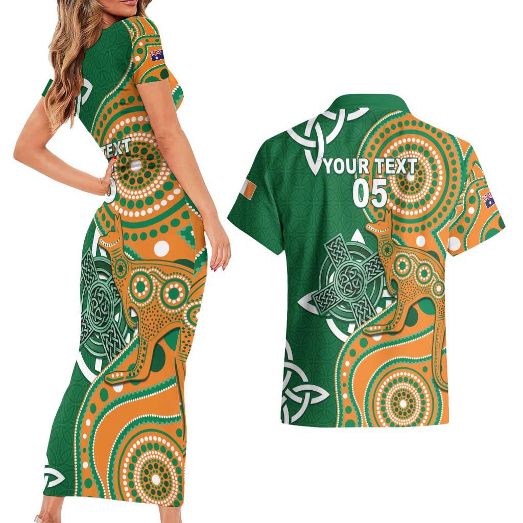 Australia And Ireland Rugby Custom Couples Matching Short Sleeve Bodycon Dress and Hawaiian Shirt Walllabies And Shamrock Together