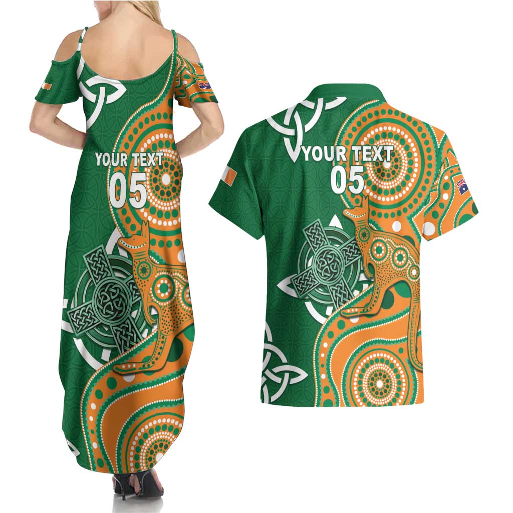 Australia And Ireland Rugby Custom Couples Matching Summer Maxi Dress and Hawaiian Shirt Walllabies And Shamrock Together