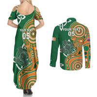 Australia And Ireland Rugby Custom Couples Matching Summer Maxi Dress and Long Sleeve Button Shirt Walllabies And Shamrock Together