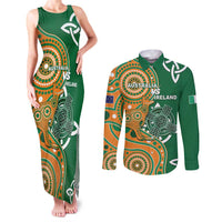 Australia And Ireland Rugby Custom Couples Matching Tank Maxi Dress and Long Sleeve Button Shirt Walllabies And Shamrock Together