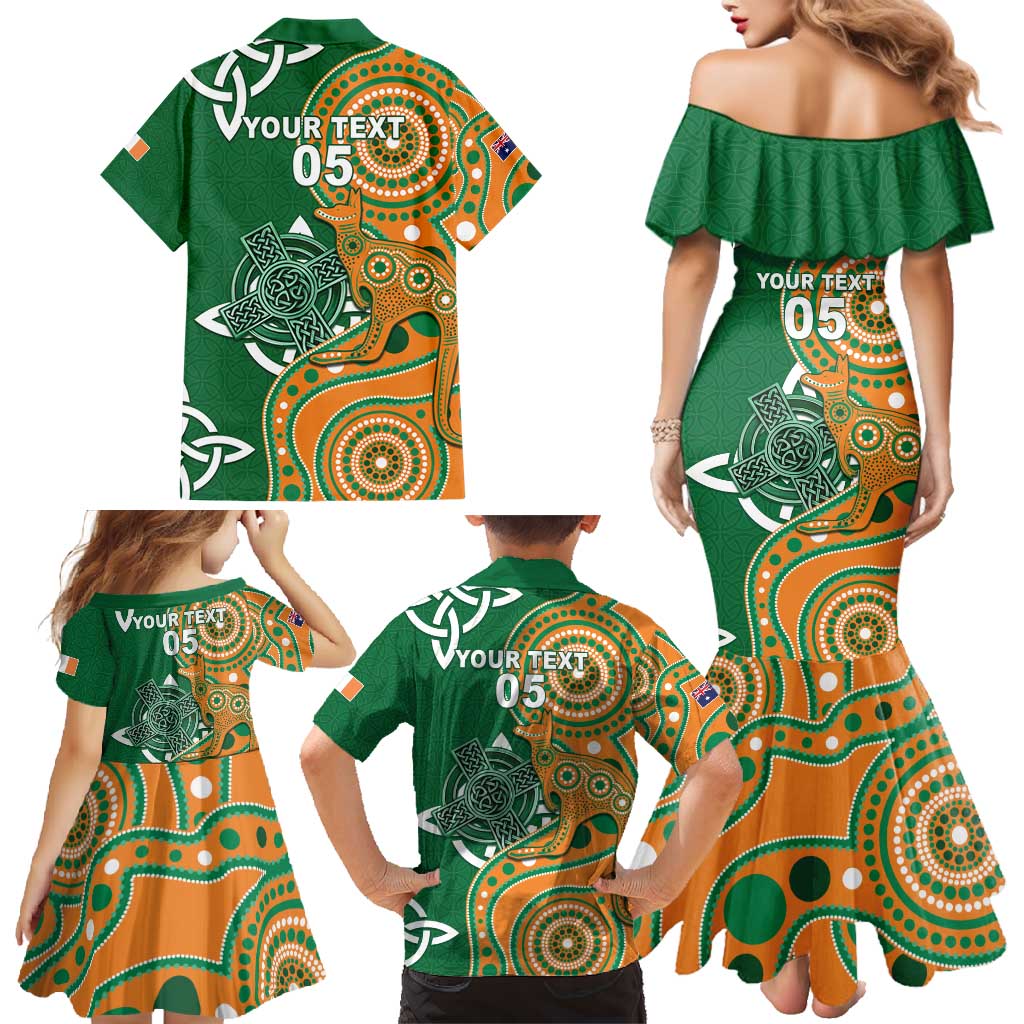 Australia And Ireland Rugby Custom Family Matching Mermaid Dress and Hawaiian Shirt Walllabies And Shamrock Together