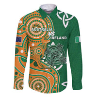 Australia And Ireland Rugby Custom Family Matching Off The Shoulder Long Sleeve Dress and Hawaiian Shirt Walllabies And Shamrock Together