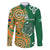 Australia And Ireland Rugby Custom Family Matching Off The Shoulder Long Sleeve Dress and Hawaiian Shirt Walllabies And Shamrock Together