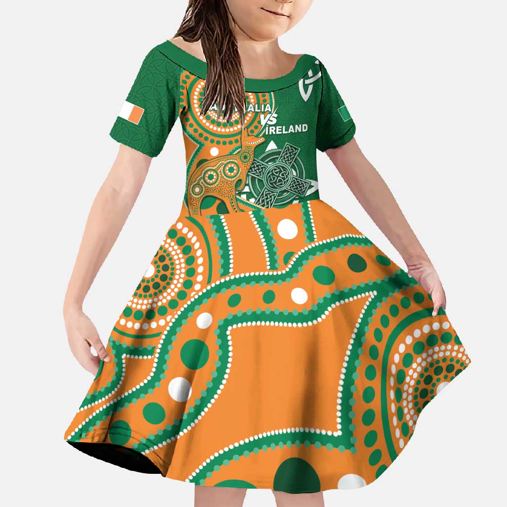 Australia And Ireland Rugby Custom Family Matching Off Shoulder Maxi Dress and Hawaiian Shirt Walllabies And Shamrock Together