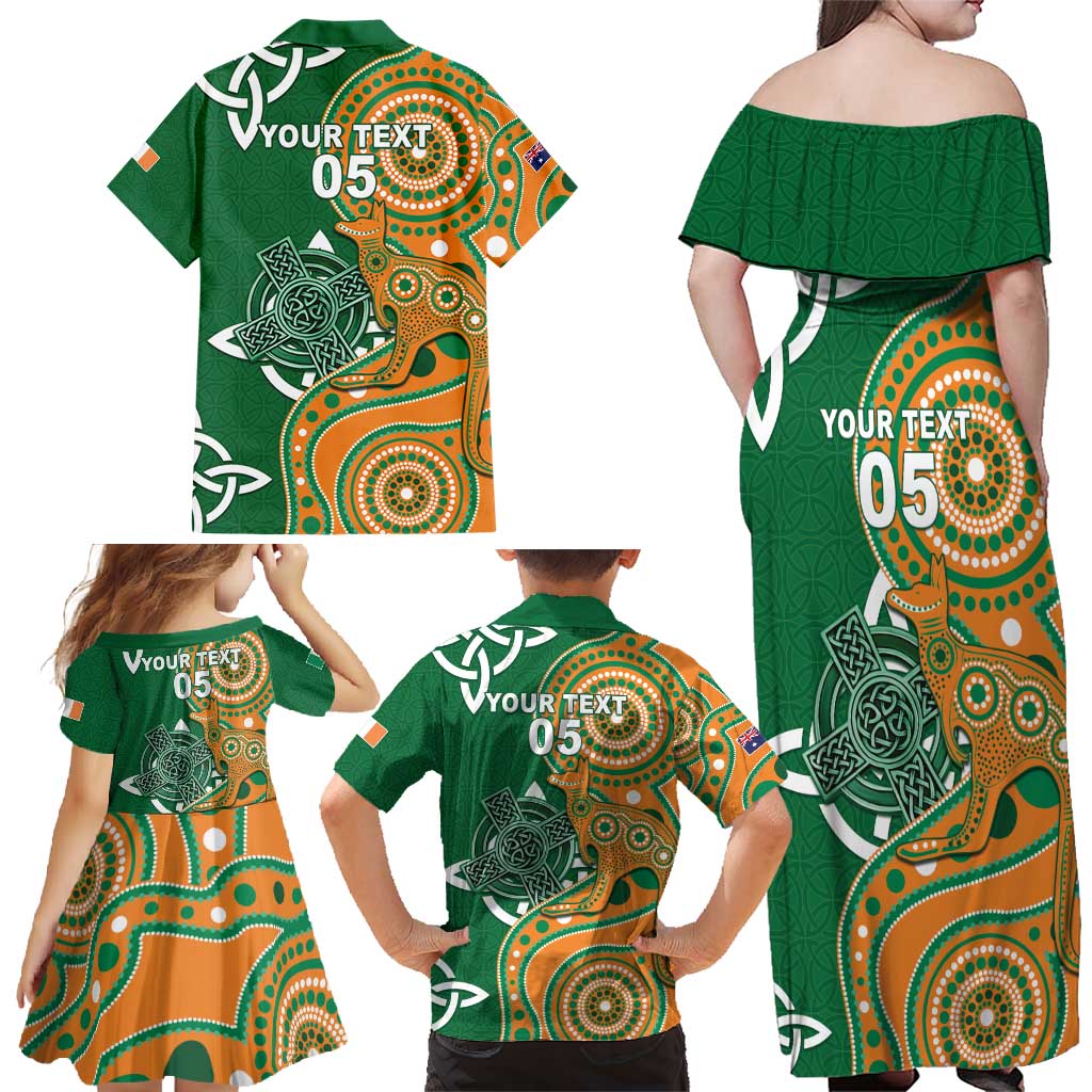 Australia And Ireland Rugby Custom Family Matching Off Shoulder Maxi Dress and Hawaiian Shirt Walllabies And Shamrock Together