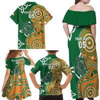 Australia And Ireland Rugby Custom Family Matching Off Shoulder Maxi Dress and Hawaiian Shirt Walllabies And Shamrock Together
