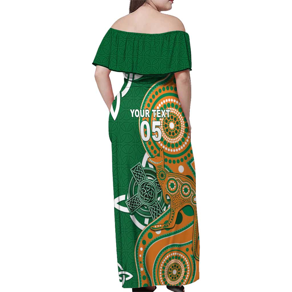 Australia And Ireland Rugby Custom Family Matching Off Shoulder Maxi Dress and Hawaiian Shirt Walllabies And Shamrock Together