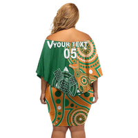 Australia And Ireland Rugby Custom Family Matching Off Shoulder Short Dress and Hawaiian Shirt Walllabies And Shamrock Together