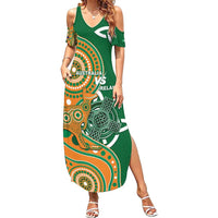 Australia And Ireland Rugby Custom Family Matching Summer Maxi Dress and Hawaiian Shirt Walllabies And Shamrock Together