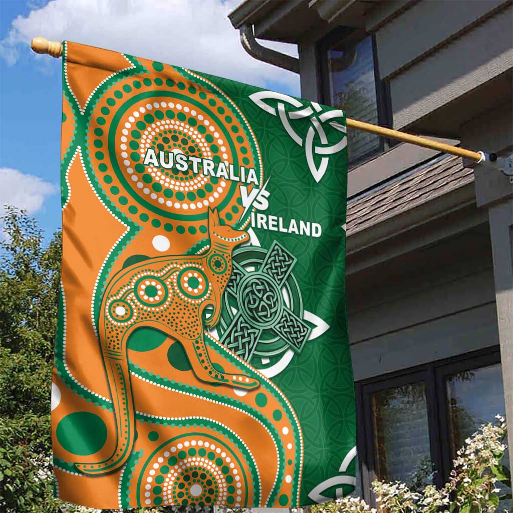 Australia And Ireland Rugby Garden Flag Walllabies And Shamrock Together